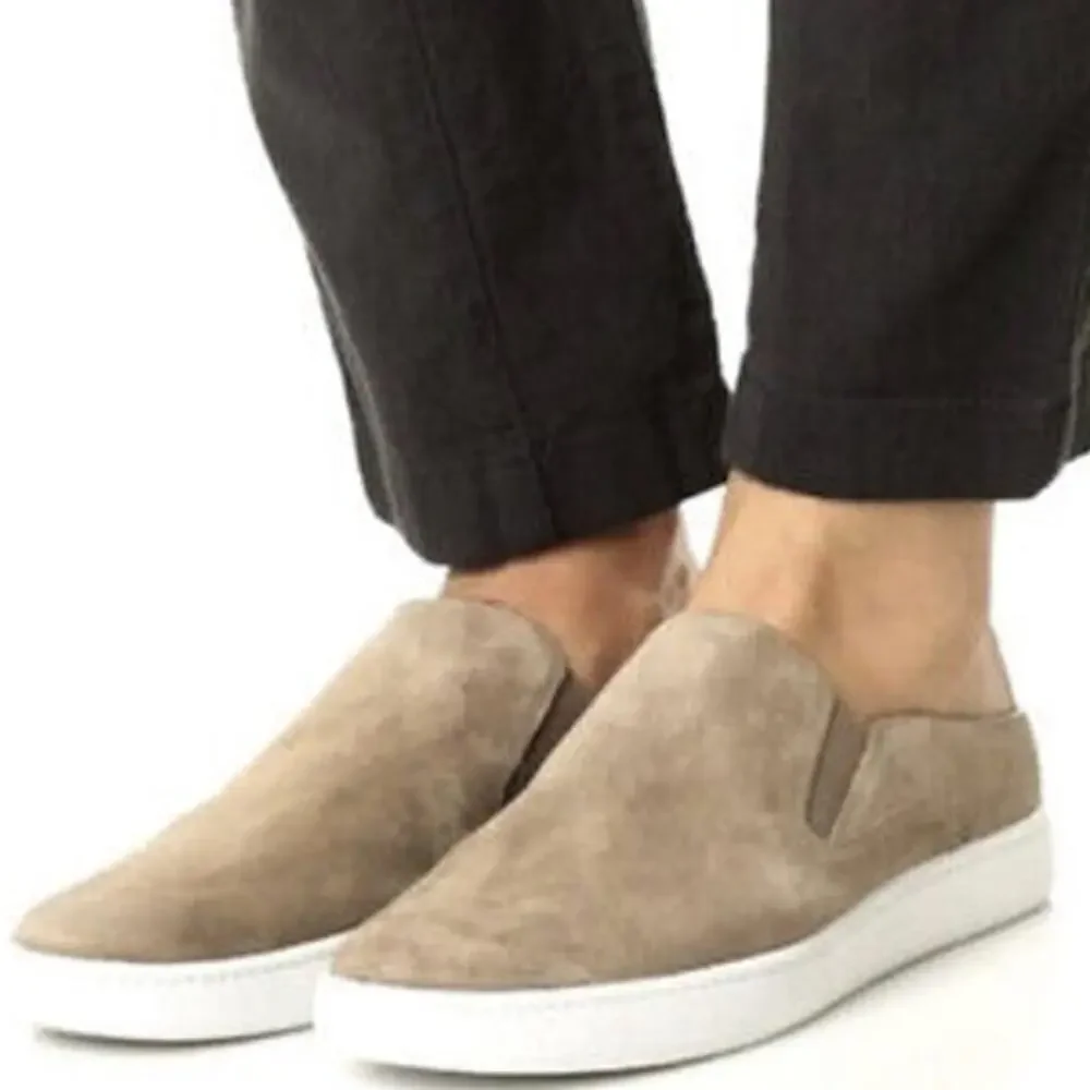 Vince Verrell Suede Slip On Sneakers Mule Suede Leather Round Toe Tan 5.5M